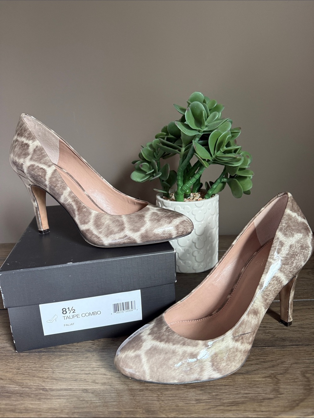 Vince Camuto Taupe Patterned Women’s Pumps - Classic Mid Heel